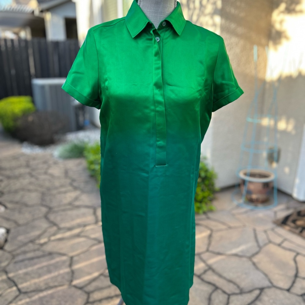 Burberry Prorsum Green Degrade Silk Shirt Dress